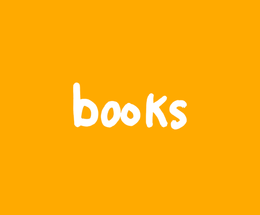 Orange "books" button, to take you to the books page of this website, handwritten
