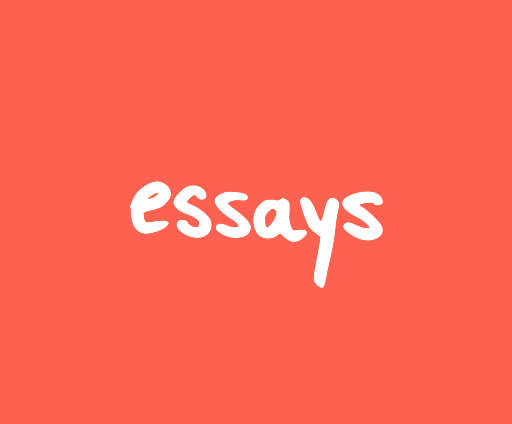 Red "essays" button, to take you to the essays page of this website, handwritten